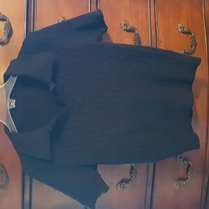 Ladies Black Preppy Varsity Cable Knit Sweater sz Medium